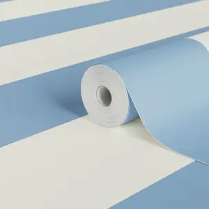 Lick Blue & White Painted Stripe 02 Textured Wallpaper