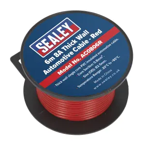 Sealey Automotive Cable Thick Wall 8A 6m Red