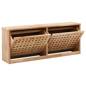 Berkfield Shoe Storage Bench 94x20x38 cm Solid Walnut Wood