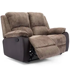 Postana Manual High Back Jumbo Cord Fabric Recliner 2 Seater Sofa (Brown)