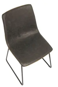 Antico Premium Black Faux-Leather Modern Fixed Height Chair, Single