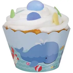 Unique Party Under The Sea Muffin and Cupcake Cases (Pack of 12) Blue (One Size)