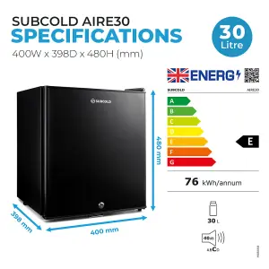 Subcold Aire30 LED Mini Fridge Black