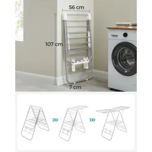 Steel Foldable Gullwing Drying Rack White/Silver / 147cm W x 56cm D