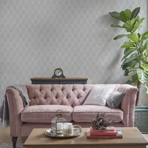 Laura Ashley Florin Silver effect Geometric Smooth Wallpaper Sample