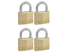 Master Lock - Solid Brass 40mm Padlock 4-Pin - Keyed Alike x 4