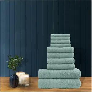 Oziel Terrycloth Bath Towels - Set of 10 Duck Egg