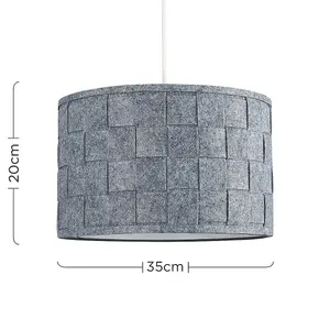 ValueLights Monza Modern Large Grey Felt Weave Design Cylinder Ceiling Pendant Drum Light Shade