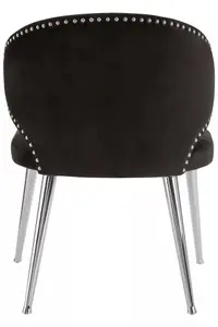 Interiors by Premier Black Velvet Dining Chair, Accent Dining Chair for Living Room, Upholstered Velvet Chair with Curved Back