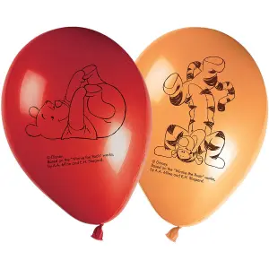 Winnie the Pooh Latex Printed Balloons (Pack of 8) Red/Orange/Black (One Size)