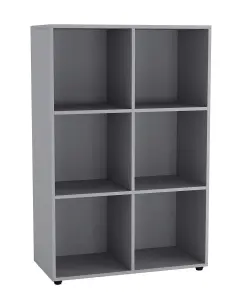 URBNLIVING 6 Cube Grey Wooden Bookcase Shelving Display Shelves Storage Unit Wood Shelf Without Door