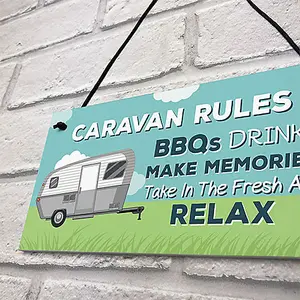 Red Ocean Caravan Rules Plaque Novelty Caravan Accessories Motorhome Gifts And Signs