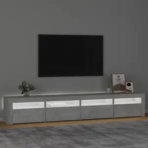 Berkfield TV Cabinet with LED Lights Concrete Grey 240x35x40 cm