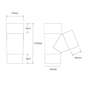 Anthracite Grey Square Downpipe Branch Connector, Freeflow Rain Water Systems