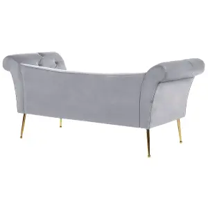 Velvet Chaise Lounge Grey NANTILLY