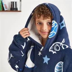 Dreamscene Space Print Hoodie Blanket, Kids - Navy