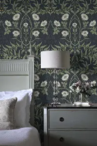 Stenciled Floral Vintage Peel and Stick Wallpaper