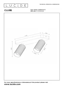 Lucide Clubs Modern Twin Ceiling Spotlight - 2xGU10 - White