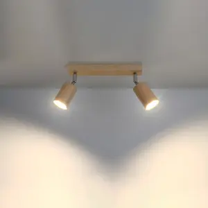 Berg Wood Natural 2 Light Classic Ceiling Light