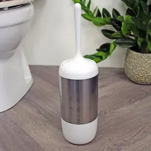 Showerdrape Elite White Chrome Toilet Brush & Holder