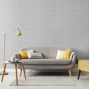 Muriva Grey Geometric Metallic & glitter effect Embossed Wallpaper