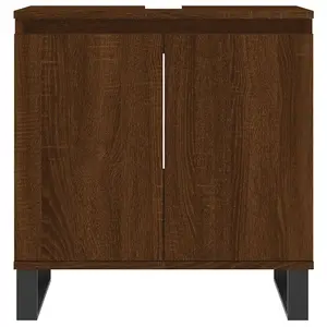 Berkfield Bathroom Cabinet Brown Oak 58x33x60 cm Engineered Wood