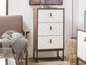 3 Drawer Chest Dark Wood with White NUEVA