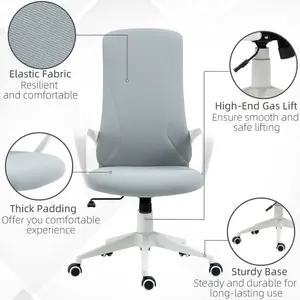 Vinsetto High-Back Home Office Chair Height Adjustable Elastic Desk Chair Grey