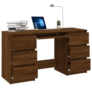 Berkfield Writing Desk Brown Oak 140x50x77 cm Engineered Wood