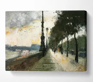 Waterloo Bridge In The Sun By Lesser Ury Canvas Print Wall Art - Medium 20 x 32 Inches