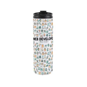 Web Developer Travel Mug - Novelty Website & IT Software Gift - Stainless Steel Double-Walled Hot/Cold Drinks Travel Flask