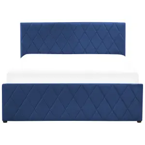 Velvet EU Double Size Ottoman Bed Blue ROCHEFORT