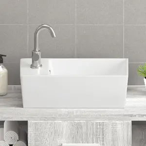 Latryce White Ceramic Rectangular Bathroom Sink