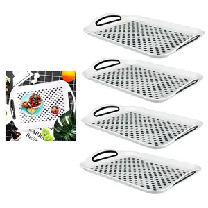 4x Large Anti Slip Serving Tray Rubber Grip Handles Non Slip Dinner Lap Tray 41cm