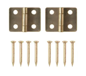 Brass-plated Metal Butt Door hinge N162 (L)13mm (W)13mm, Pack of 2