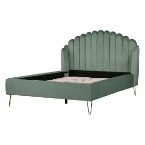 Velvet EU Double Size Bed Green AMBILLOU