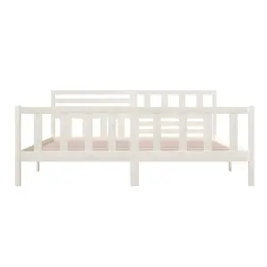 Berkfield Bed Frame White Solid Wood 200x200 cm