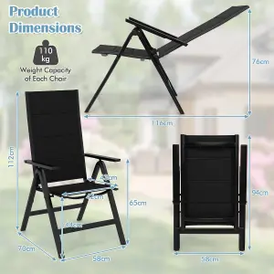 Costway Patio Folding Chairs Outdoor 7-Position Adjustable Reclining Chairs w/ Padded Seat