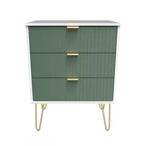 Linear Ready assembled Matt green & white 3 Drawer Chest of drawers (H)740mm (W)575mm (D)395mm