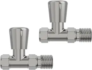 Rinse Bathrooms Straight Towel Radiator Valves Round 15mm for Towel Rail Radiator Satin Nickel