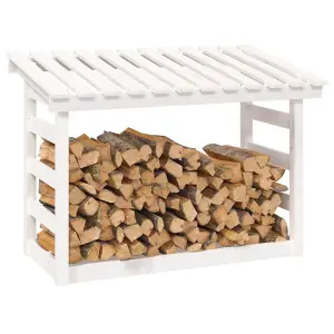 Berkfield Firewood Rack White 108x64.5x78 cm Solid Wood Pine