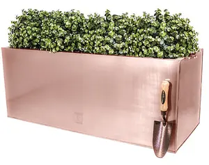 Primrose Frost and Rust-Resistant Outdoor Zinc Trough Planter in a Copper Finish 75cm