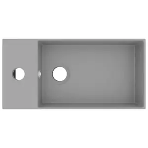 Belfry Bathroom Kettering 480mm L x 250mm W Ceramic Rectangular Sink with Overflow Light Grey