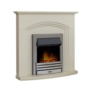 Adam Truro Fireplace in Cream with Eclipse Electric Fire in Chrome, 41 Inch