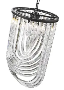 Luminosa Spring 3 Light Ceiling Pendant Black Chrome, Clear with Crystals, E14