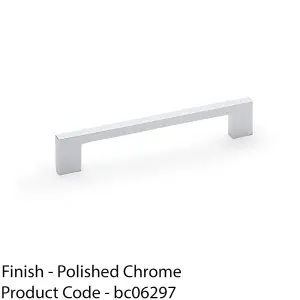 Slim Square Bar Pull Handle - Polished Chrome - 160mm Centres SOLID BRASS Drawer