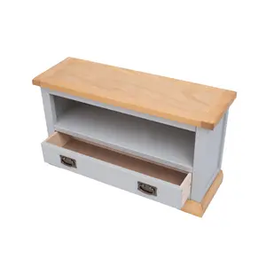 Bomporto Light Grey 1 Drawer TV Cabinet Brass Drop Handle