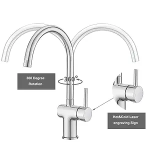 BATHWEST Modern Kitchen Sink Tap with UK Standard Fittings Single Lever Solid Brass Kitchen Taps Mixer