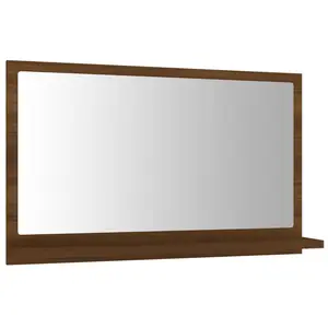 Dorlene Framed Wall Mounted Bathroom Mirror Brown Oak / 90 cm