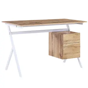 Home Office Desk with Storage Light Wood ASHLAND